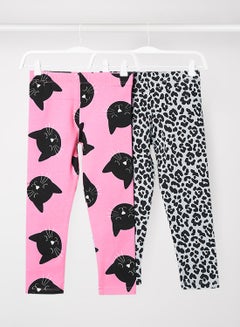 Buy Baby/Kids Printed Leggings (Pack of 2) Pink/Grey in UAE