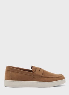 Buy Faux Suede Casual Slip Ons Beige in UAE