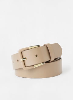 Buy Faux Leather Belt Beige in Saudi Arabia
