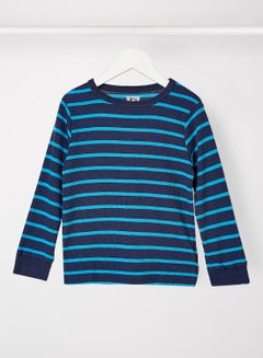 Buy Boys Stripe Long Sleeve T-Shirt Blue in UAE