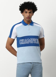 Buy Casual Slim Polo Light Blue/White in UAE