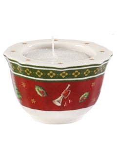 Buy Decorative Christmas Theme Tea Candle Holder White/Green/Red 6cm in UAE