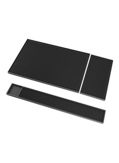 Buy 3-Piece Rubber Bar Service Spill Mat Black 23.6x3x0.31inch in UAE