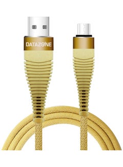 Buy Cloth Braided Micro USB Charging Cable Gold in Saudi Arabia