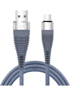 Buy Cloth Braided Micro USB Charging Cable Grey in Saudi Arabia
