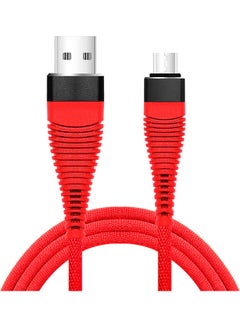 Buy Cloth Braided Micro USB Charging Cable Red/Black in Saudi Arabia