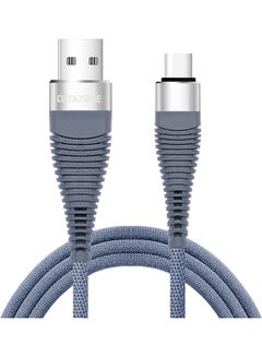 Buy Cloth Braided Type-C Charging Cable Grey in Saudi Arabia