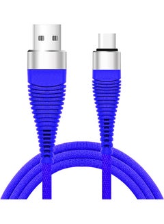 Buy Cloth Braided Type-C Charging Cable Blue in Saudi Arabia