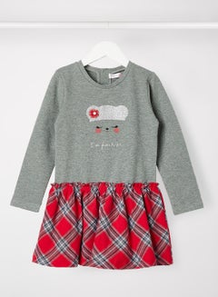 Buy Baby Girls Graphic Print Dress Grey/Red in Saudi Arabia