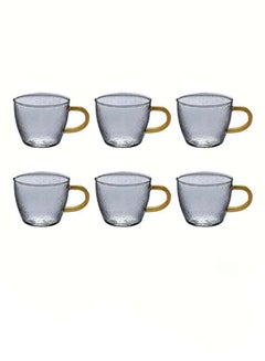 Buy 6-Piece Borosilicate Glass Tea Cup Clear/Gold in UAE