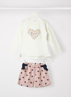 Buy Baby/Kids Graphic Print Top And Shorts Set Pink in UAE