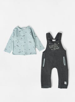 Buy Baby Dungaree And T-Shirt Set Multicolour in UAE