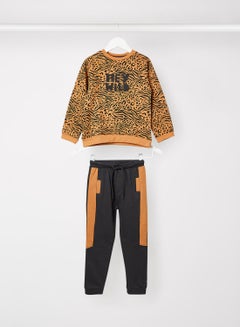 Buy Baby/Kids Printed Sweatshirt And Pants Set Multicolour in Saudi Arabia