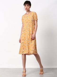 Buy Regular Fit Casual Dress Yellow in UAE