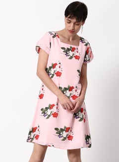 Buy Regular Fit Casual Dress Pink in Saudi Arabia