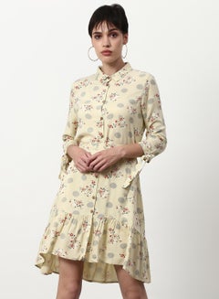 Buy Regular Fit Casual Dress Yellow in UAE