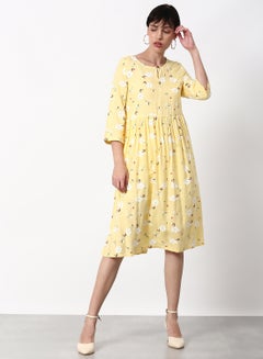 Buy Loose Fit Casual Dress Yellow in Saudi Arabia