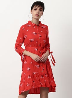 Buy Regular Fit Casual Dress Red in Saudi Arabia