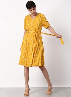 Buy Loose Fit Casual Dress Yellow in Saudi Arabia