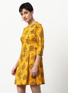 Buy Regular Fit Casual Dress Yellow in UAE