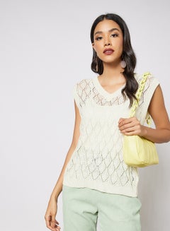 Buy Knit Sleeveless Sweater Light Yellow in Saudi Arabia