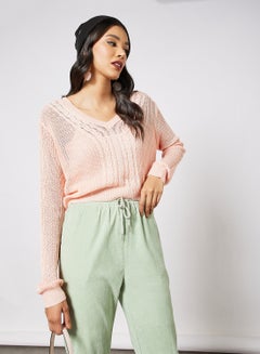 Buy Knit Crop Sweater Pink in Saudi Arabia