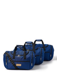 Buy 3-Piece Lightweight Waterproof Polyester Multipurpose Luggage Duffle Bag/Gym Bag Set 20/22/24 Inch Blue in Saudi Arabia