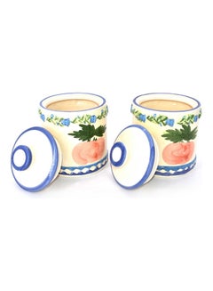 Buy 2-Piece Flower Decor Canister Set Multicolour in UAE