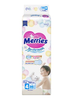 Buy Air Through Comfort Baby Diapers Tape Jumbo Pack, Size 4, 9-14kg, Large, 36 Diaper in UAE