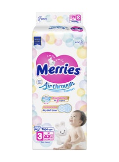 Buy Air Through Comfort Baby Diapers Tape Jumbo Pack, Size 3 (6-11kg), M, 42 Diaper in UAE