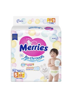 Buy Air Through Comfort Baby Diapers Tape Jumbo Pack, Size 5, 12-20kg, XL, 28 Diaper in UAE