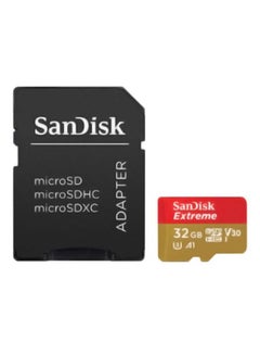 Buy Extreme microSDHC Memory Card, SD Adapter ,Upto 100 MB/s, Class 10, UHS-I, U3, V30, Red/Gold 32.0 GB in UAE