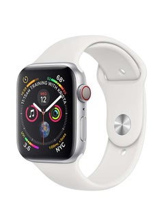 Buy Watch Series 4 GPS+Cellular Silver Aluminium Case With Sport Band 40mm White in UAE