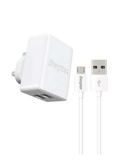 Buy Dual Output 3.4A Fast Charging Wall Charger With 1M Cable White in Saudi Arabia