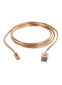 Buy HighTech Metal Braded Quick Charging Lightning Cable Gold in UAE