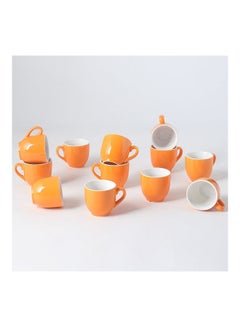 Buy 12-Piece Ceramic Coffee Mugs Orange 8.5 x 6.5 x 6.5cm in UAE