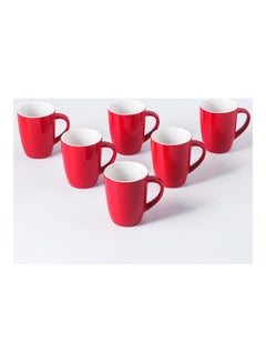 Buy 6-Piece Ceramic Mug Red 6.5x6.5x9cm in UAE