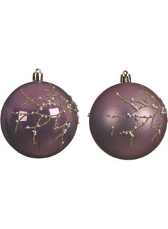 Buy Christmas Baubles Shatterproof Glitters Velvet Pink 8cm in UAE