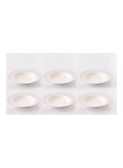 Buy 6-Piece Plate Set White/Gold 21x21x3cm in Saudi Arabia