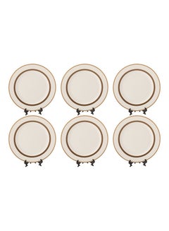 Buy 6-Piece Plate Set White/Gold 27x27x2cm in Saudi Arabia