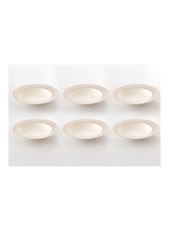 Buy 6-Piece Plate Set White/Gold 21x21x3cm in Saudi Arabia