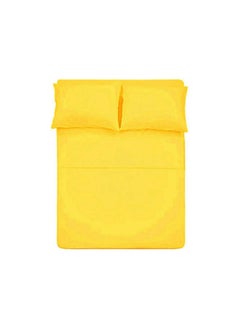 Buy Fitted Bed Sheet Set 3 Pcs Fabric Shiny yellow 160x200cm in Egypt