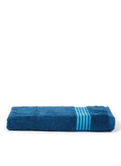 Buy Hand Towel With Contrast Color Border Blue 50X90cm in Saudi Arabia