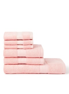 Buy 6-Pieces Towel Set Fancy Border Pink 70X140cm in UAE