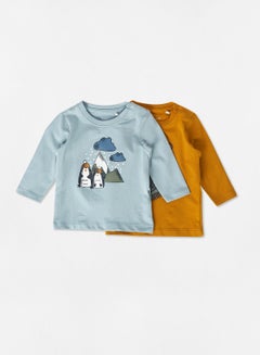 Buy Baby Penguin Print T-Shirt (Pack of 2) Multicolour in Saudi Arabia