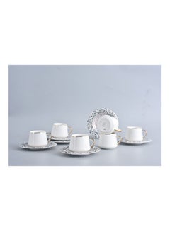 Buy 6-Piece Coffee Cup With Plate Set Multicolour 90ml in Egypt