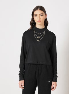 Buy NSW Long Sleeve Mock Neck T-Shirt Black in Saudi Arabia