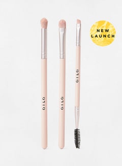 Buy 3-Piece Makeup Eye Brush Set Baby Pink in UAE