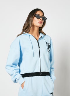 Buy Logo Zip Through Jacket Blue in UAE