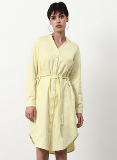 Buy Regular Fit Casual Dress Yellow in Saudi Arabia